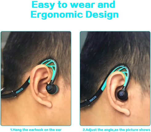 mucro Sports Headphones Wired Over Ear Behind The Neck Headphones Running Earphones Wrap Around in-Ear Stereo Earbuds with Microphone for Jogging ...