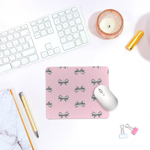 Girly Pink Mouse Pad,Bowknot Personalized Mouse Mat Design,Mouse pad for Desk Office Gaming Working,Gifts for Girls Women Female Friends,9.5x7.9 i...