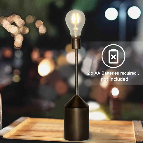 Cordless Table Lamp 5000mAh Battery LED Desk Lamp Minimalist Design Metal Table Night Light with Art LED Bulb, for Restaurant/Bedroom/Bars/Outdoor...