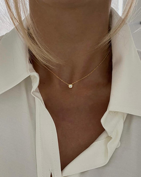 Tewiky Diamond Necklaces for Women, Dainty Gold Necklace 14k Gold Plated Long Lariat Necklace Simple Gold CZ Diamond Choker Necklaces for Women Tr...