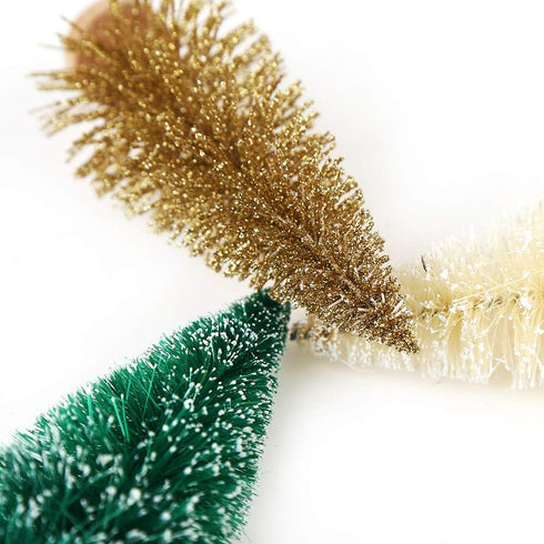 30 Pieces Miniature Sisal Frosted Christmas Trees Bottle Brush Mini Trees Plastic Tabletop Trees Ornaments for Christmas Room Decor Home Table Top...