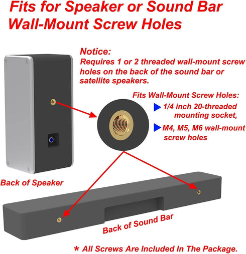 Sound Bar Wall Mount Brackets for Vizio Soundbar Wall Mounted Holders S3820W-C0 SB3851-C0 SB4051-D5 S5430W-C2 SB3651-E6 S2920W-C0 Mounting Bracket...