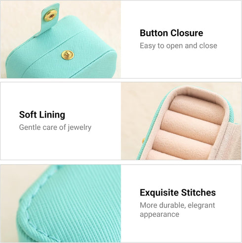 CASEGRACE Small Jewelry Ring Box Mini Travel Jewelry Case Portable Ring Storage Case for Rings Earrings, Gifts for Women Girls, Blue...