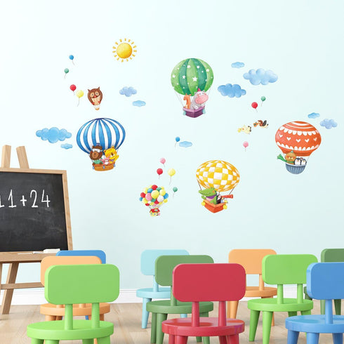DECOWALL DA-1406B Animal Hot Air Balloons Kids Wall Stickers Wall Decals Peel and Stick Removable Wall Stickers for Kids Nursery Bedroom Living Ro...