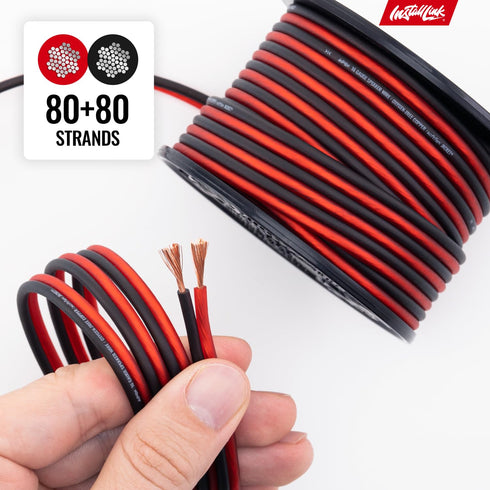 16 Gauge Pure Copper Speaker Wire (OFC) by Install Link, 30 Feet, for Car or Home Theater......