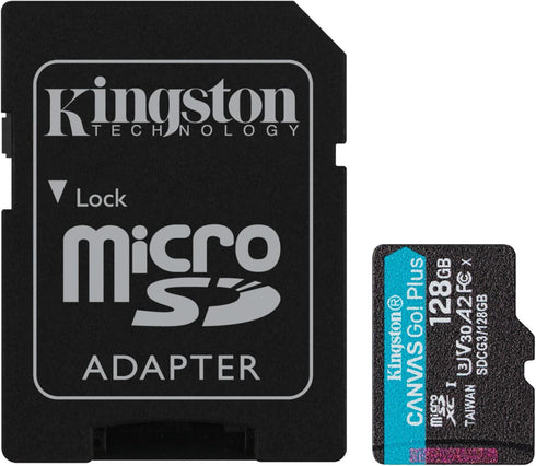 Kingston 128GB Canvas Go Plus microSDXC Card | Up to 170MB/s | UHS-I, C10, U3, V30, A2/A1 | with Adapter | SDCG3/128GB...