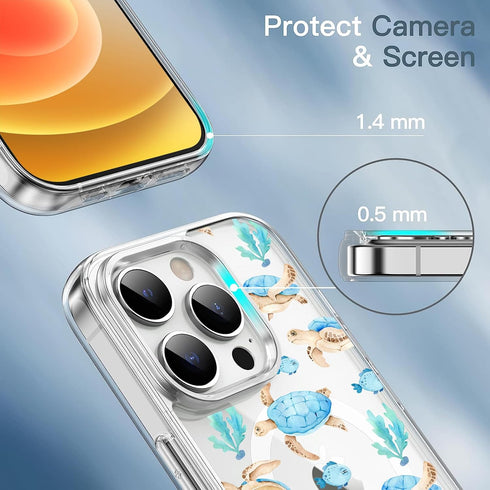 Magnetic Case for iPhone 14 Plus Compatible with MagSafe Wireless Charging Cute Sea Turtle Design Shockproof Anti-Scratch Cover for Men&Women (Cle...
