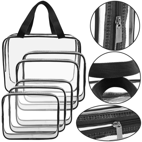 APREUTY Clear Makeup Bags, TSA Approved 6 Pcs Cosmetic Makeup Bags Set Clear PVC with Zipper Handle Portable Travel Luggage Pouch Airport Airline ...