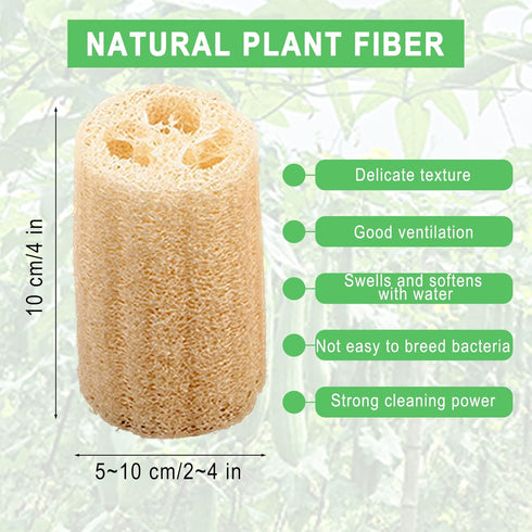 Natural Loofah Sponges Individually Wrapped, Non Scratch Organic Luffa Sponge, Odor-Free Biodegradable Dishwashing Sponge Natural for Kitchen Clea...