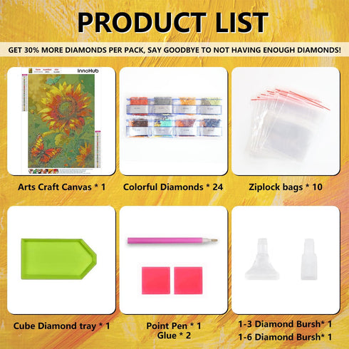INNOHUB Diamond Painting Kits for Adults Sunflowers Butterfly Diamond Art Kits 5D DIY Full Drill Diamond Dots Paintings Kits for Adults Beginner G...