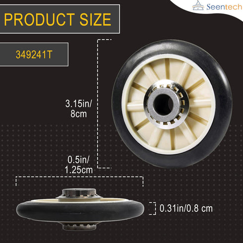 4392065 Dryer Repair Kit with 349241T Drum Roller Kit, 691366 Idler Pulley 341241 Belt by Seentech - Exact fit for Whirlpool & Kenmore Dryers - Replaces AP3131942 AP3098345 AP6010582 WP691366
