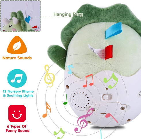 Baby Dinosaur Toys 0-3-6-12 Months, Musical Infant Toys with Light & Sounds, Soft Plush Stuffed Animal, Newborn Boys Girl 1st Birthday Shower Gift...