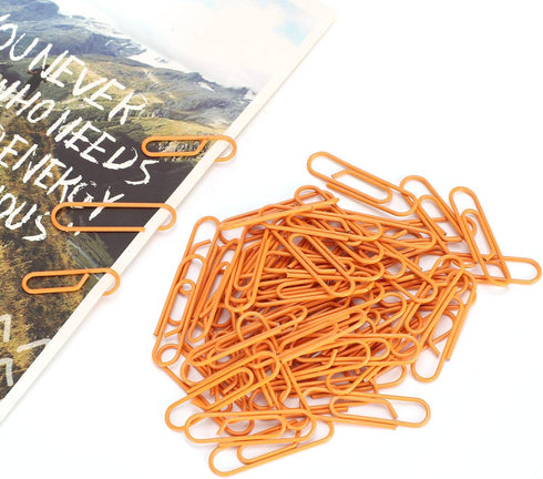 Paper Clips 180pcs, Orange 2.9x0.8cm Paper Clips Bookmarks Cute Paper Clips Small Paperclips for Office School Paper Files Organizing...