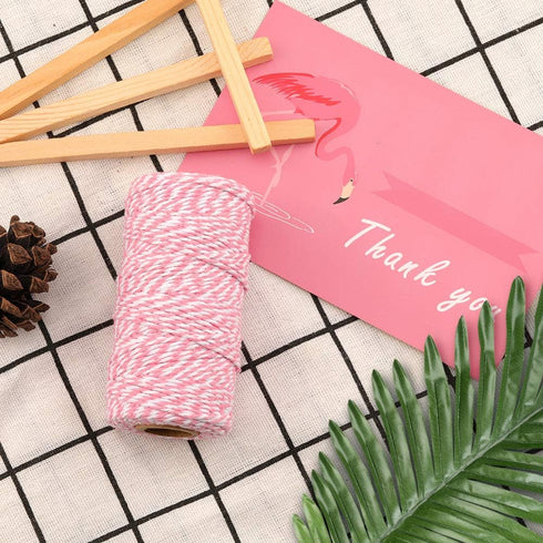jijAcraft Pink and White Twine String, 328 Feet Christmas Bakers Twine String, 2MM Heavy Duty Packing String for DIY Crafts, Christmas Decoration,...
