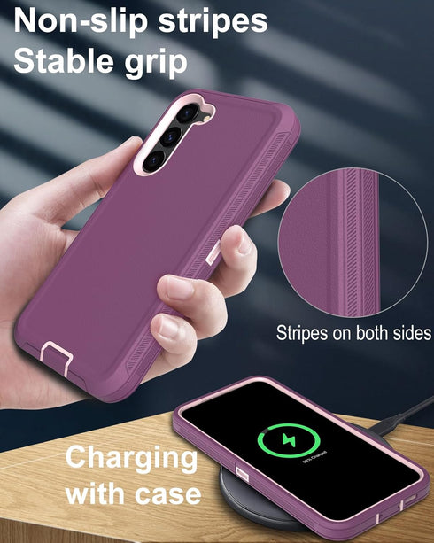 for Samsung Galaxy S23-Plus Case, with Screen Protector, Dust-Proof Port Cover, Full-Body Silicone Rubber Phone Case, Military Grade Drop-Proof Sh...