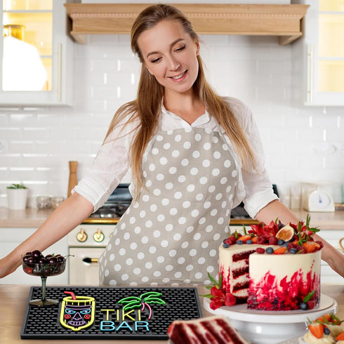 Tiki Bar Mat 6 x 12 Inches Thick Rubber Bar Mat Fluorescent Pattern Non Slip Bar Mat for Countertop Entertaining and Vibrant Home Bar Service Mat ...