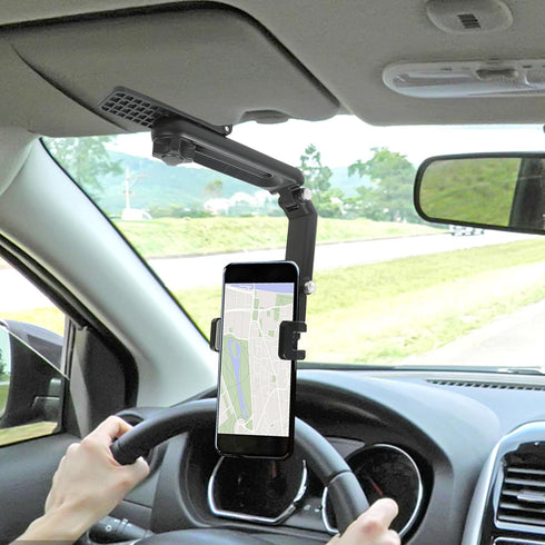 Sun Visor Car Phone Holder?1080° Multifunctional Sun Visor Universal 360 Rotating Rear View Mirror Phone Holder, Foldable Cell Phone Mount Clip fo...