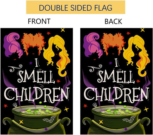 Halloween Decorations Garden Flag 12x18 Vertical Double Sided I Smell Children Sisters Fall Outside Hocus Pocus Decor Burlap Yard Flag BW204...