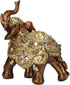 Golden Elephant Statue, Resin & Wood Grain Collectible Figurine, Feng Shui Lucky Elephant Sculpture for Home TV Cabinet...
