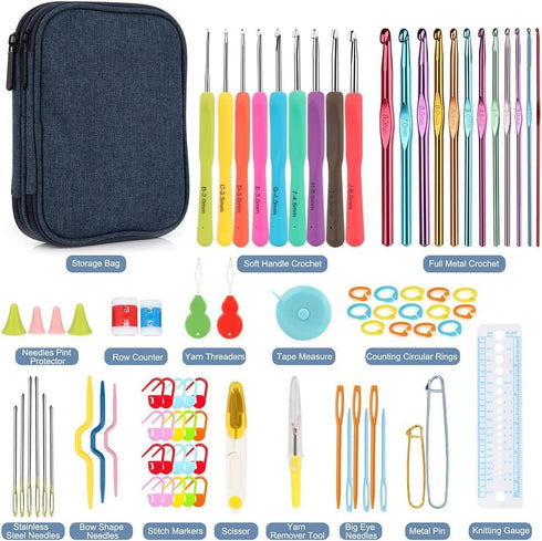 Katech 85-Piece Crochet Hooks Set, Crochet Hook Kit with Storage Case, Ergonomic Knitting Needles Weave Yarn Kits DIY Hand Knitting Craft Art Tool...