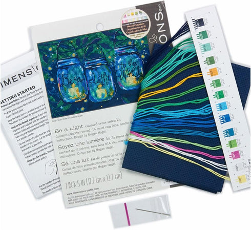 Dimensions Counted Cross Stitch Kit for Beginners, 'Be a Light', 14 Count Navy Aida, 7'' x 5''...