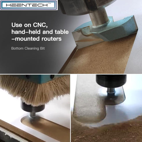 KEENTECH Router Bits, 1/2" Shank, Bottom Cleaning Router Bit, Carbide Tipped Surfacing Bit, CNC Spoilboard Bit, Slab Flattening Industrial Cutting...