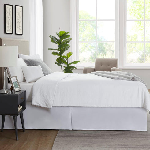 Nestl White Bed Skirt Queen Size - 14 Inch Drop Brushed Microfiber Skirts Hotel Quality Pleated Shrinkage & Fade Resistant...