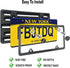 Front License Plate Mounting Kit- Carbon Fiber License Plate Frame and Universal Bracket for 2 Hole Front Bumper, Black Aluminum Car Tag Holder Ad...