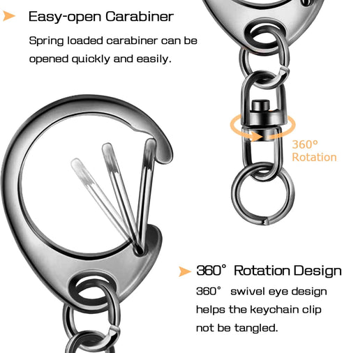 Keychain Ring Clip, 50Pcs Swivel D Ring Clasp Key Chain Lobster Snap Chain Hooks Jump Rings Kit DIY Crafts Gifts Jewelry Making Accessories - Meta...