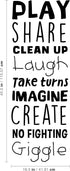 Vinyl Art Wall Decal - Play Share Clean Up Laugh Take Turns Imagine No Fighting Giggle - 45.5" x 16.5" - Cute Modern Decals for Kids Toddlers Home...