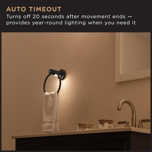 Enbrighten Towel Ring, Motion Sensing, Night Light, Battery Operated, Hand Towel Holder/Hanger for Bathroom, Kitchen, Matte Black, 79181...