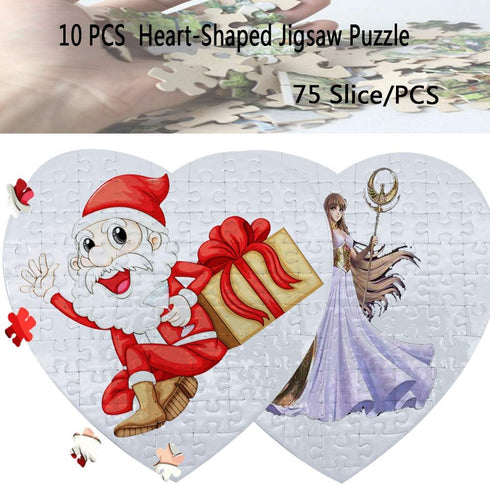 10 Sets Blank Sublimation Heart-shaped Jigsaw Puzzle with 75 Pieces DIY Heat Press Transfer Crafts Thermal Transfer Puzzle Wholesale Thermal Trans...