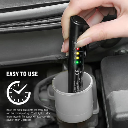 Brake Fluid Tester Pen with 5 LED Indicators, DOT 3/4/5.1 Brake Fluid Moisture Analyzer, Universal Brake Diagnostic Tool for Car Maintenance...