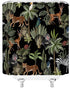 AMFD Jungle Animals Shower Curtain Cheetah Zebra Monkey Antelope Green Tropical Forest Palm Tree Leaves Wildlife Theme Fabric Bathroom Curtains De...