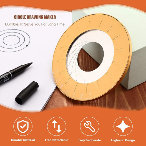Zonon Circle Drawing Maker Stainless Steel Adjustable Round Circle Template Tool Ring Making Tool with Black Flannelette Bag for Drafting, 125 mm(...