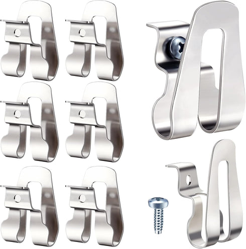 Replacement Belt Clip Hooks Stainless Steel Driver Belt Clip Drill Clip Hook Tool with Screws Power Tool Parts (8 Pieces)...