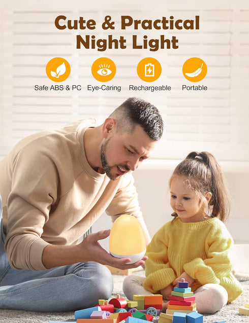 JolyWell Baby Night Light for Kid, Portable Egg Nightlight with Stable Charging Pad, Touch Nursery Night Lamp for Breastfeeding, Toddler Night Lig...