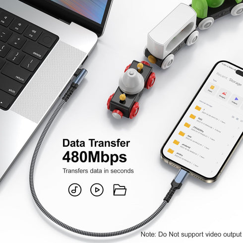 Pofesun 60W USB C to USB C Cable (1ft 3Pack), C to C Type Fast Charging Cable Braided USB C Charger Cable, USBC to USBC Cable Right Angle for Sams...