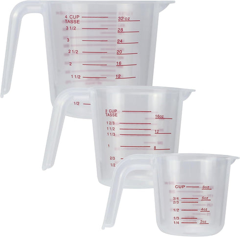 3 Pack Plastic Measuring Cups Mixing Pitcher for Cooking Baking DIY Craft Art Painting, Size of 1000ML/500ML/250ML...