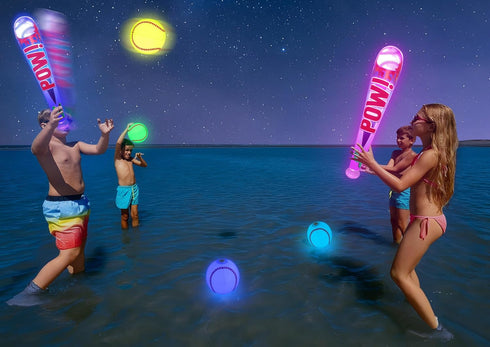 Pool Toys Beach Games for Kids - Inflatable Baseball with LED Light-up Glow in The Dark Bat Party Outdoor, Boys Ages 8-12 Water...