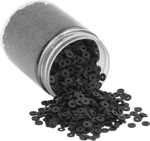 Mandala Crafts Black Heishi Beads for Jewelry Making - 6000 Black Polymer Clay Beads for Bracelets Making - Black Flat Beads Disc Beads 4mm Round ...