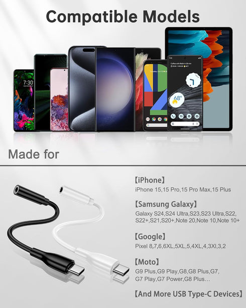 AILKIN USB C to 3.5mm Audio Jack Adapter, 2Pack Aux Cord to iPhone 15 Pro Max Dongle Headphone Jack Adapter with Microphone, Apple Adapter Headpho...