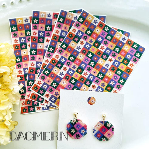 Floral Transfer Paper for Polymer Clay - Dacmern Botanical Transfer Sheets, Water Transfer Paper for Polymer Clay Earrings, 4Pcs Magic Transfer Pa...