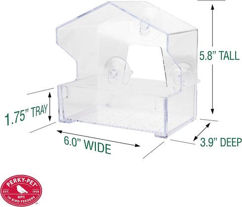 Perky-Pet 345 Clear Outdoor Window Bird Feeder with Strong Suction Cups – 1/2 Lb Seed Capacity...