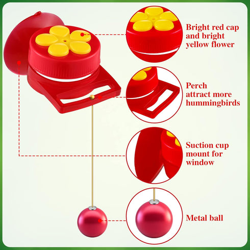 Hummingbird Hand Feeder Set 3 Packs Handheld Hummingbird Feeders Adjustable Wrist Hummingbird Hand Feeders Suction Cup with Perches Hummingbird Ri...