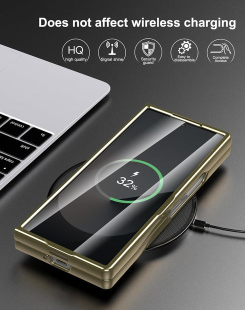 for Samsung Galaxy Z fold 6 5G Case, Ultra Slim Lightweight,PU Leather+ PC Material Hard Cover,Stylish Phone Case, Support Wireless Charging Case ...