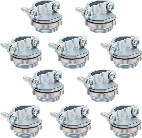 10pcs 3/4Inch Clamp Type Cable Connectors for Metallic Conduit Protect Cables Silver...