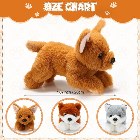 Skylety 3 Pcs 7.87 Inches Dog Stuffed Animal Plush Dog Soft Plush Dog Pillow Toy Fluffy Puppy Set for Christmas Girls Baby Kids Dog Party Favor Bi...
