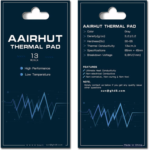 Thermal Pads 13W/mK, 85 x 45 x 1.5mm Silicone Cooling Heatsink Thermal Pad GPU Non Conductive Heat Resistance Extreme Odyssey Cover with Dual Self...