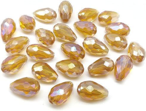 60PCS 8x12mm Crystal Glass Teardrop Beads, Vertical Hole Faceted Spacer Beads for DIY Jewelry Making...